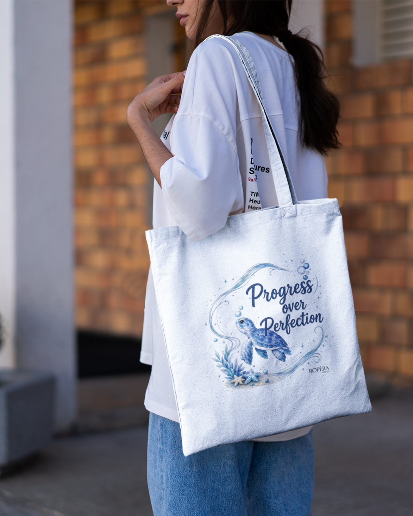 Progress over Perfection Tote Bag Zipper