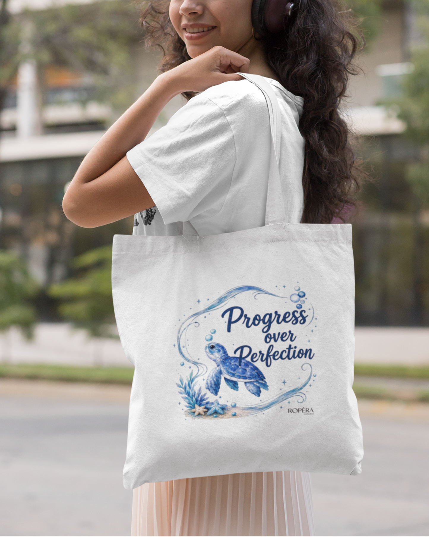 Progress over Perfection Tote Bag Zipper
