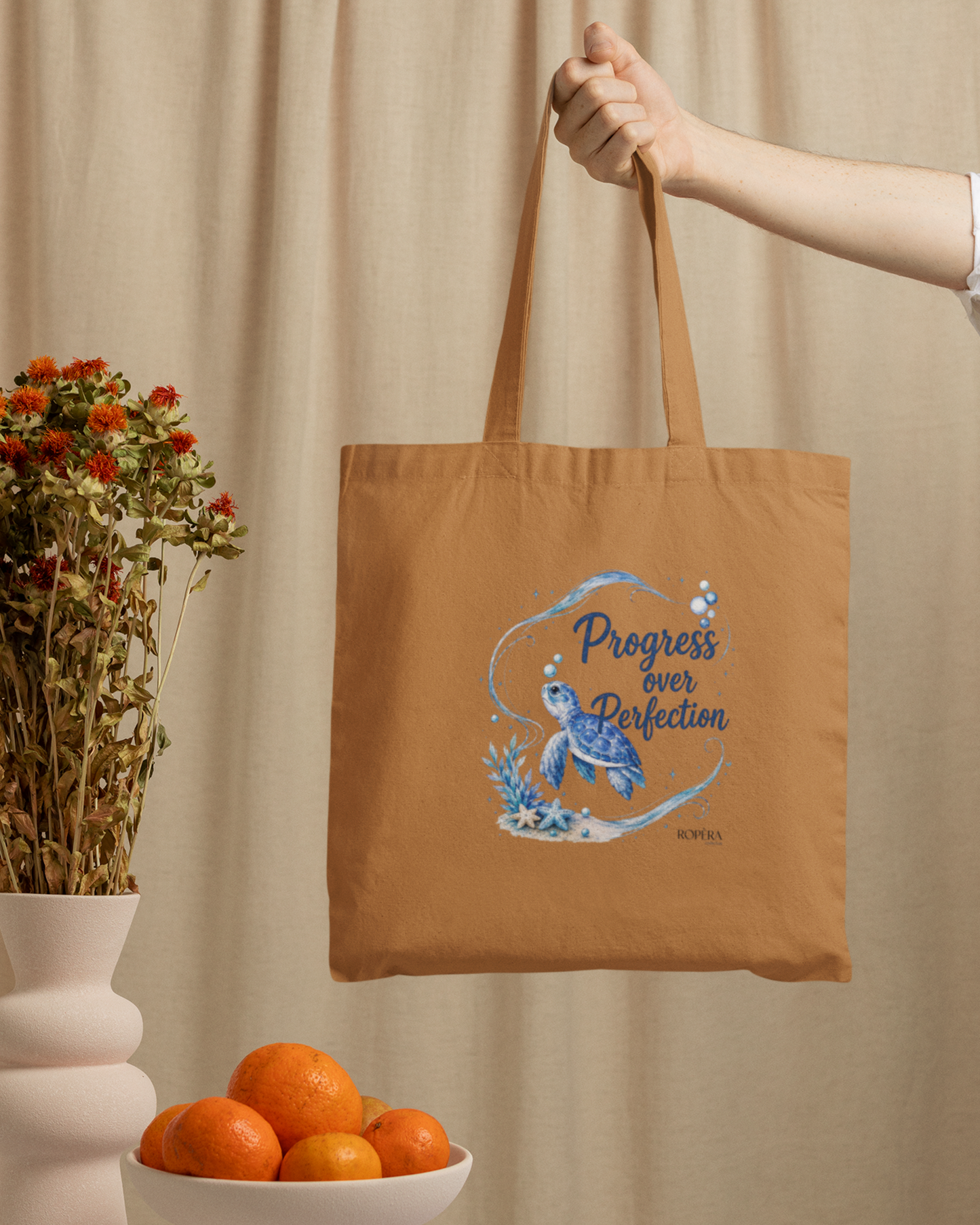 Progress over Perfection Tote Bag Zipper
