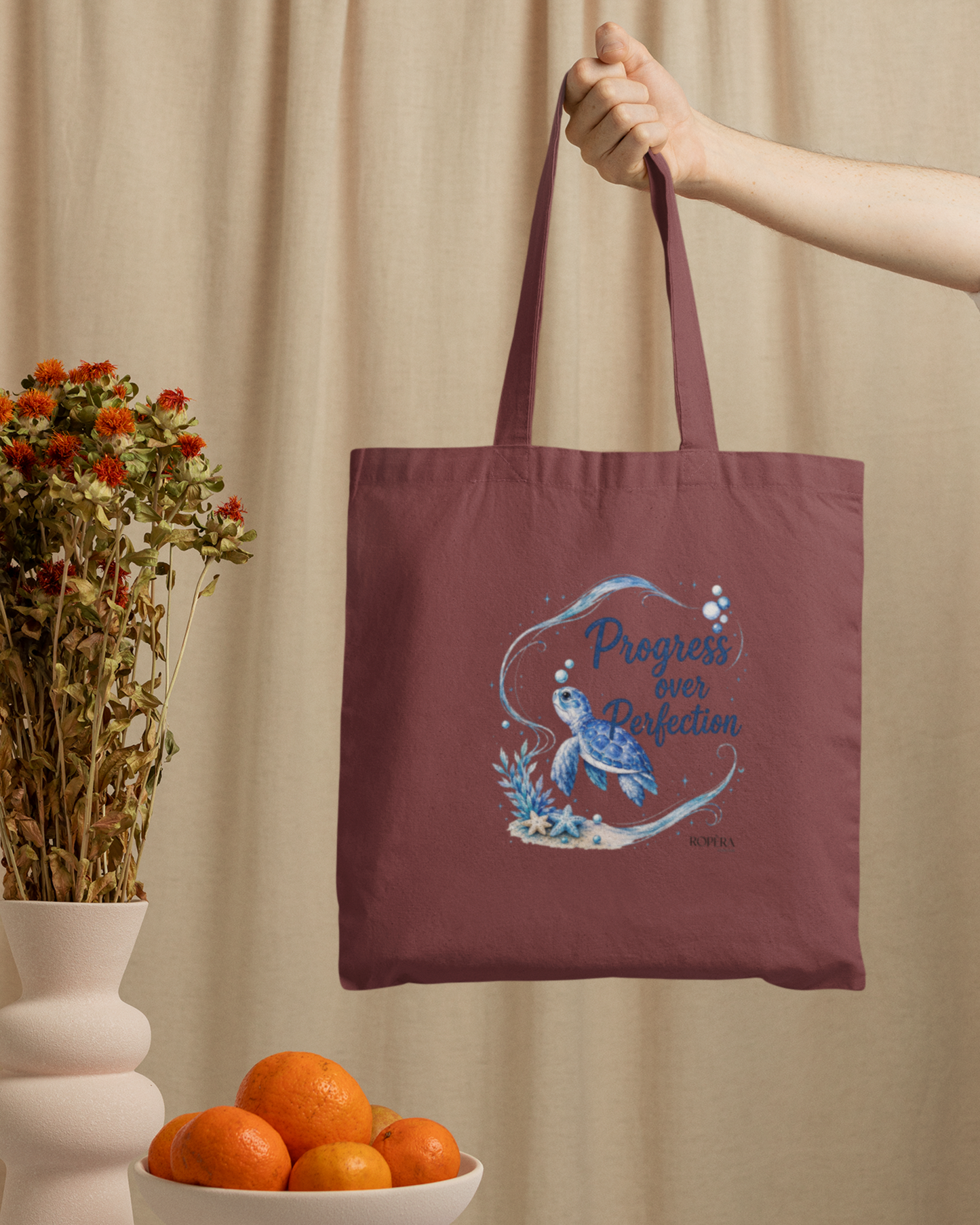 Progress over Perfection Tote Bag Zipper