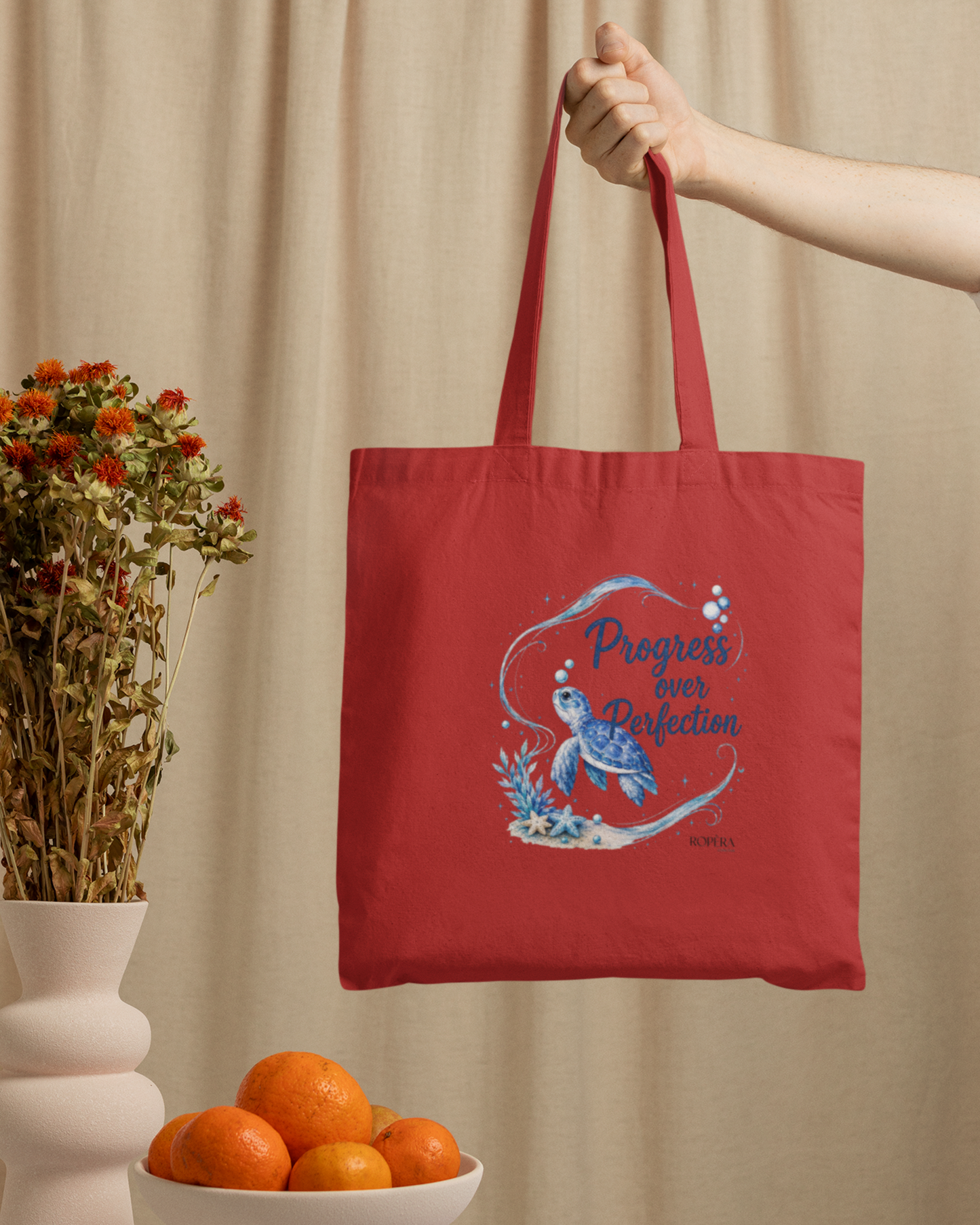 Progress over Perfection Tote Bag Zipper