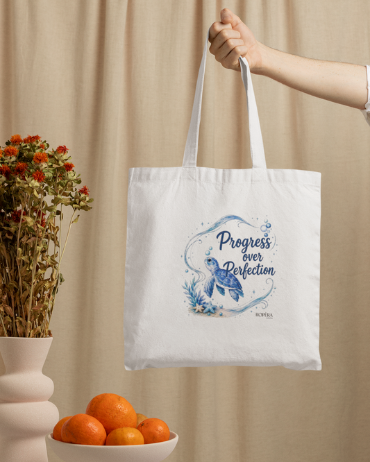 Progress over Perfection Tote Bag Zipper