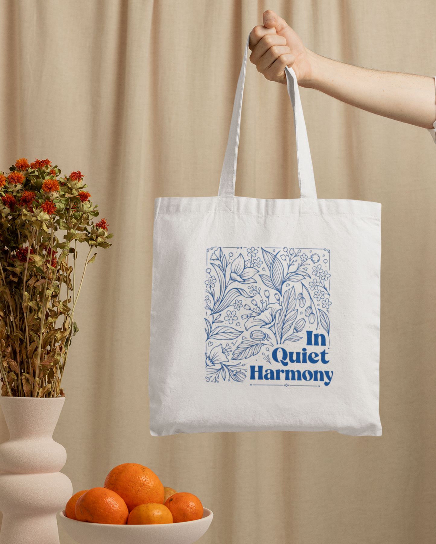 In Quiet Harmony Tote Bag Zipper